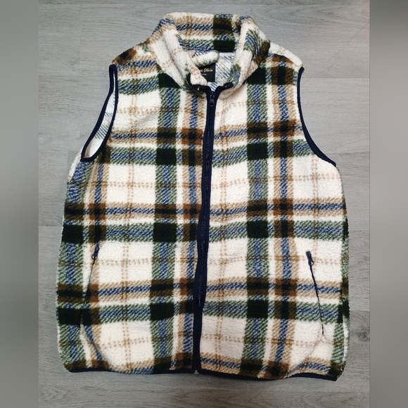 Marissa Olivia New York Sherpa plaid zip up vest size L - Picture 1 of 8